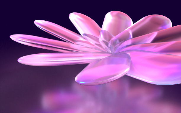 水晶玻璃制成的花的3D插图图片下载