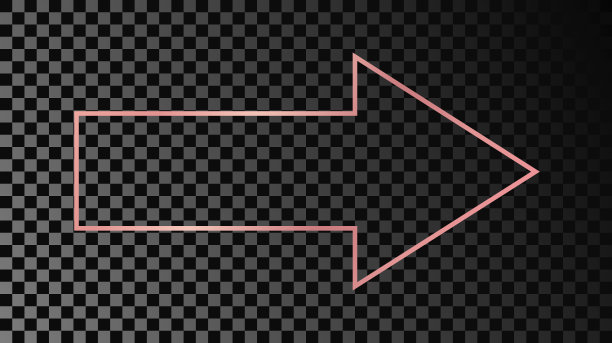 玫瑰金发光箭头形状的框架图片下载