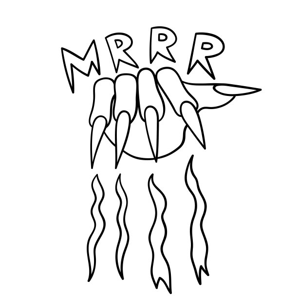 抓挠手的矢量插图。黑色背景上的恐怖艺术。图片下载