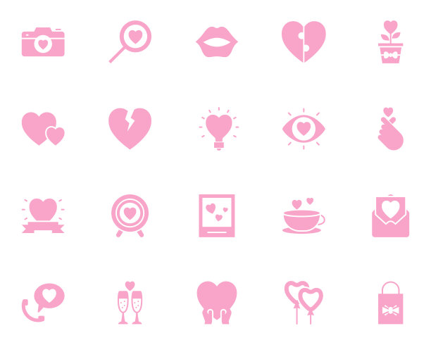 一套情人节图标，爱，心，婚礼图片下载