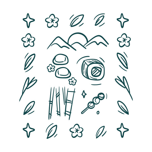 亚洲食物收藏剪贴艺术。日本美学套装图片下载