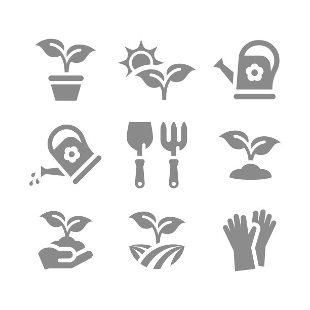 家庭园艺矢量图标集图片下载