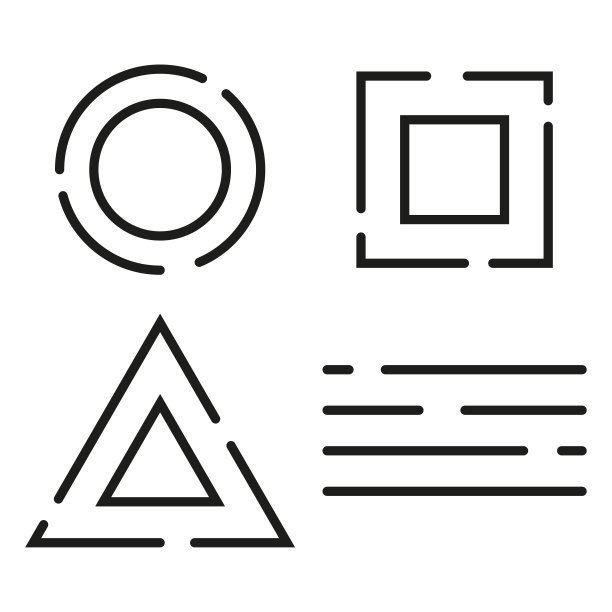 三角形，正方形，圆上虚线。抽象的几何纹理。动态框架。矢量插图。图片下载