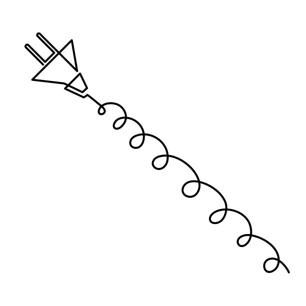 插头和电线，一行艺术，手绘电线连续轮廓。可编辑的中风。图片下载