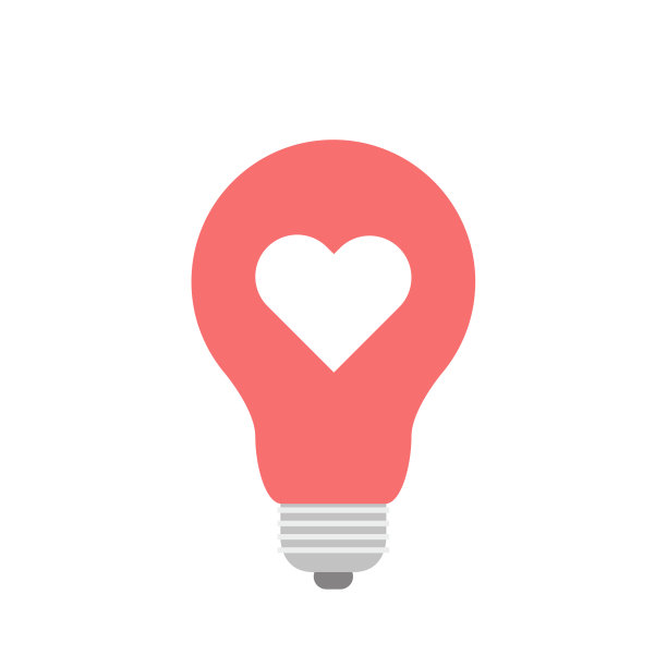 粉色灯中的心形符号。灯向量。图片下载