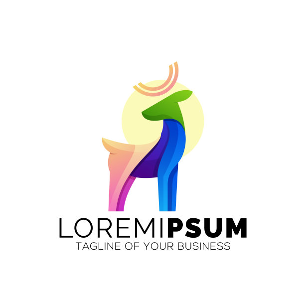 渐变风格的现代鹿设计图片下载