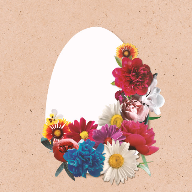 由老式zine花制成的复活节彩蛋形状图片下载