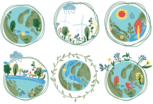 地球日。绿色地球，关爱自然。生态的概念，生活方式，拯救地球。适用于社会海报，卡片，标志，横幅。矢量插图。图片下载