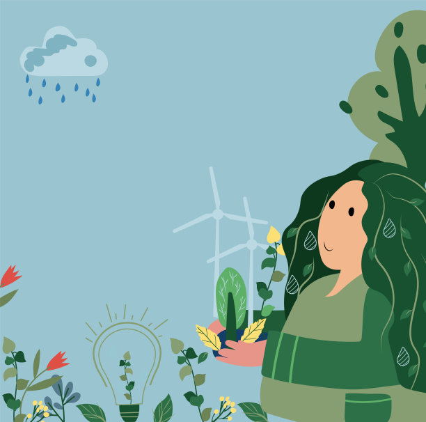 生态掌握在人类手中。自然保护、生态、生活方式的理念。绿色星球，地球日。适用于社会海报，卡片，标志，横幅。矢量插图。图片下载