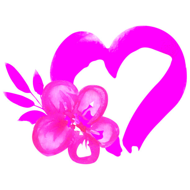 白色背景上的粉色爱心和花朵插图图片下载