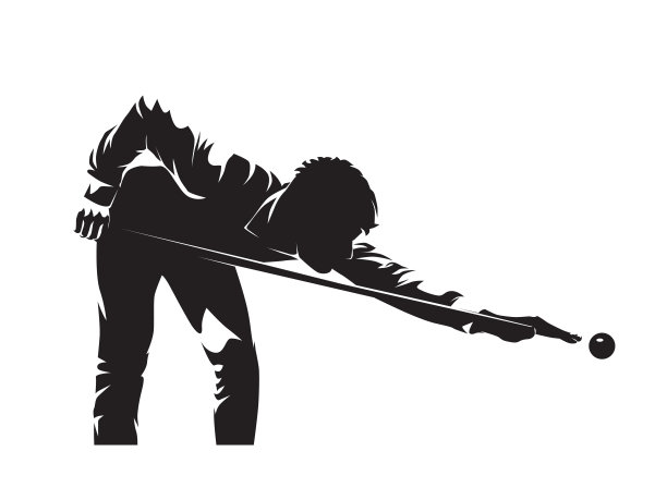 斯诺克，台球或台球运动员，孤立矢量剪影图片下载