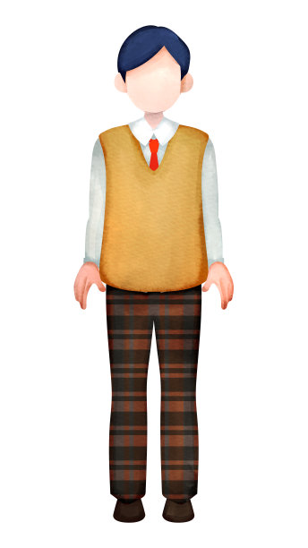 初中男孩或高中男孩穿着学校背心和裤子制服图片下载