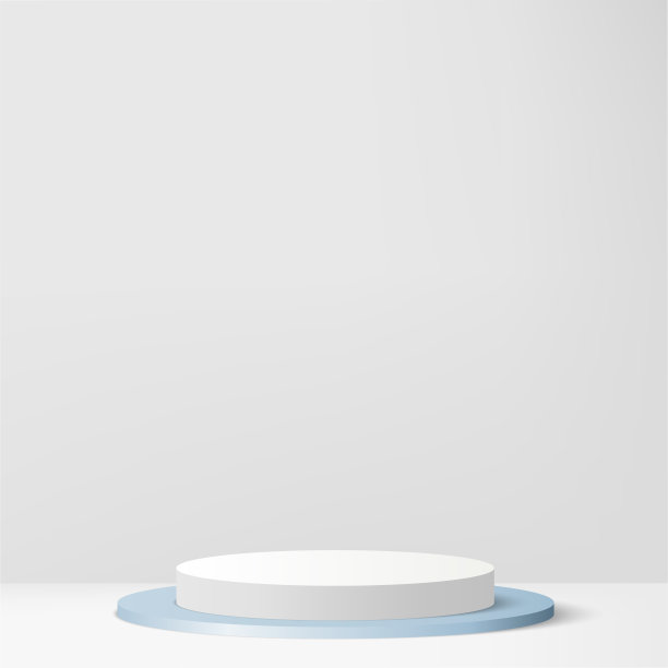 3d白色讲台和最小的白色墙壁场景。3d讲台最小抽象背景。向量图片下载