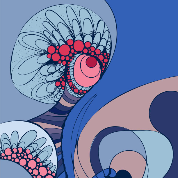 矢量抽象图像在冷的阴影，图形轮廓的花。背景图片。图片下载