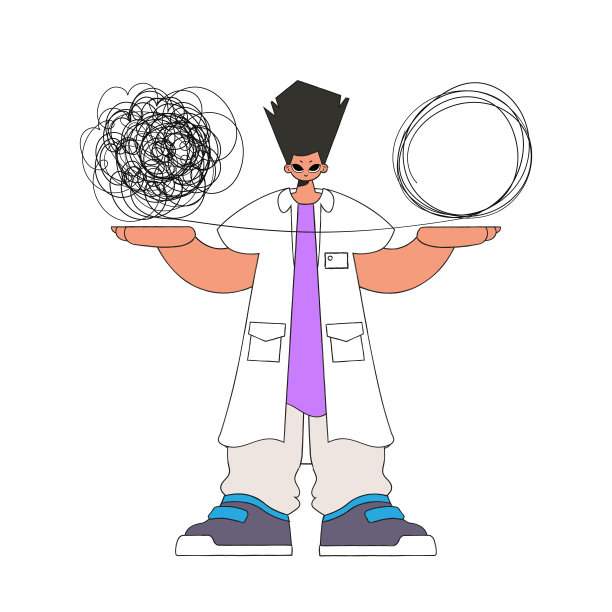 心理学家解开了一团混乱的思绪。帮助抑郁症患者。图片下载