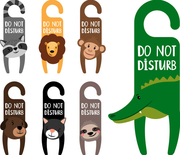 儿童房的动物门把衣架套装图片下载