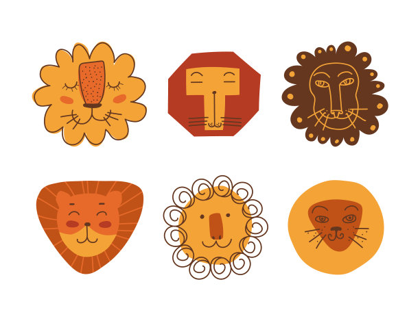 有趣的狮子作为非洲动物鬃毛涂鸦图片下载