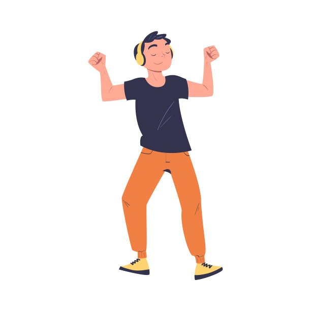 十几岁的男孩戴着耳机听音乐图片下载