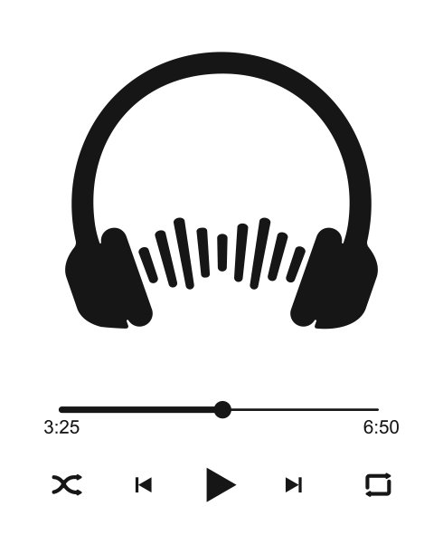 音频播放器界面，耳机签，声波，加载条和按钮播放，洗牌，后退，快进和重复。在线电台，播客，广播概念图片下载