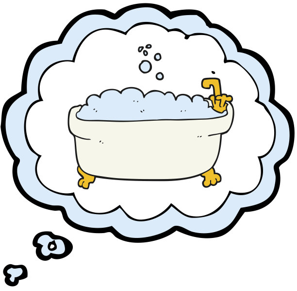 手绘思想泡泡卡通浴缸图片下载