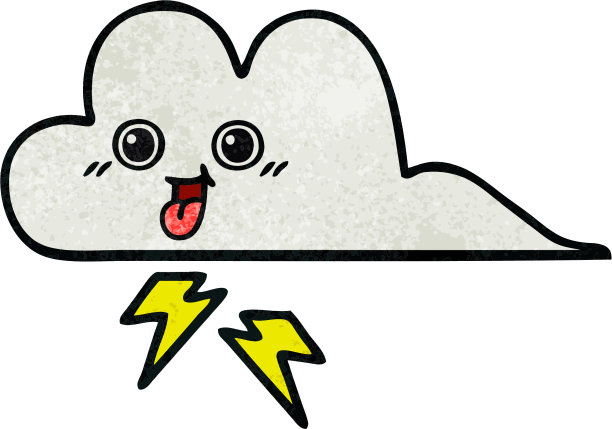 复古垃圾质感卡通风暴云图片下载