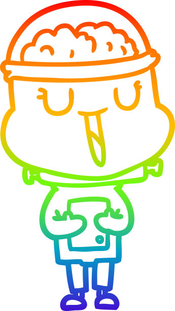 彩虹渐变线条绘制一个快乐的卡通机器人图片下载