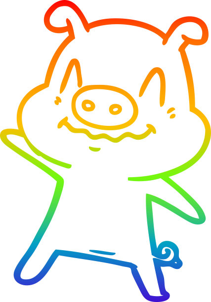 彩虹渐变线画一个紧张的卡通猪图片下载