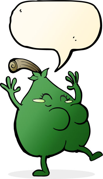 一个漂亮的梨卡通语音气泡图片下载