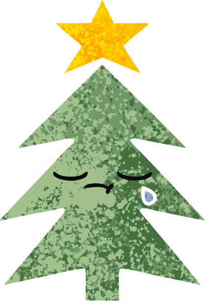 复古插画风格的卡通圣诞树图片下载