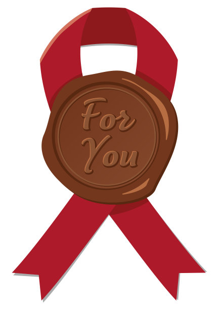 棕色印章“送给你”和红色彩带装饰部分图片下载