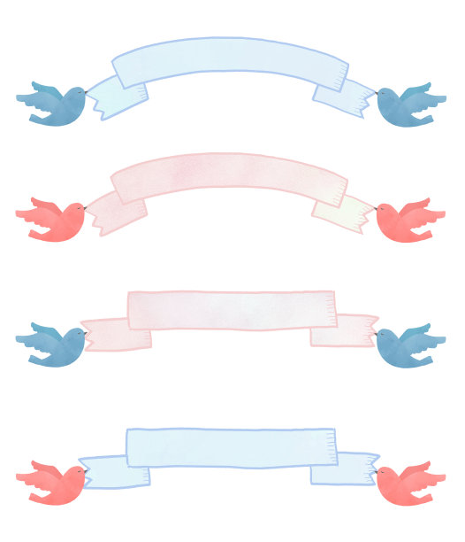 小鸟和彩带相框彩带小小鸟相框图片下载