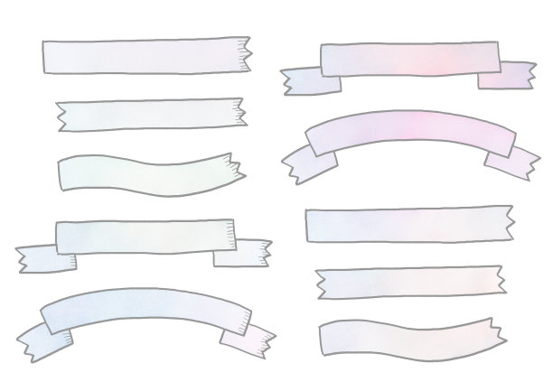 水彩风格彩带材质集彩带框架水彩风格手写体风格图片下载