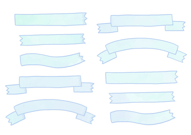 水彩风格彩带材质集彩带框架水彩风格手写体风格图片下载