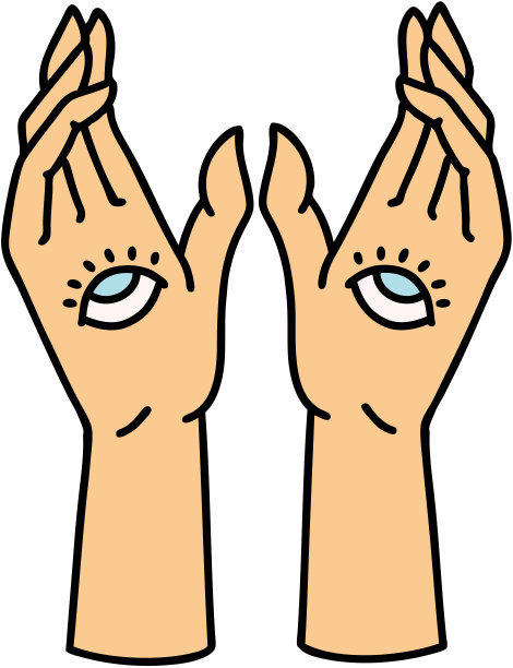 神秘之手传统风格的纹身图片下载