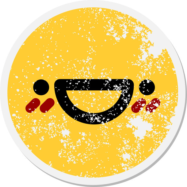 快乐红脸圆形贴纸图片下载