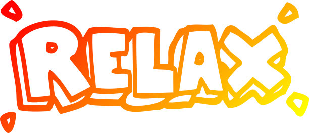 暖色调渐变线条绘制的卡通放松符号图片下载