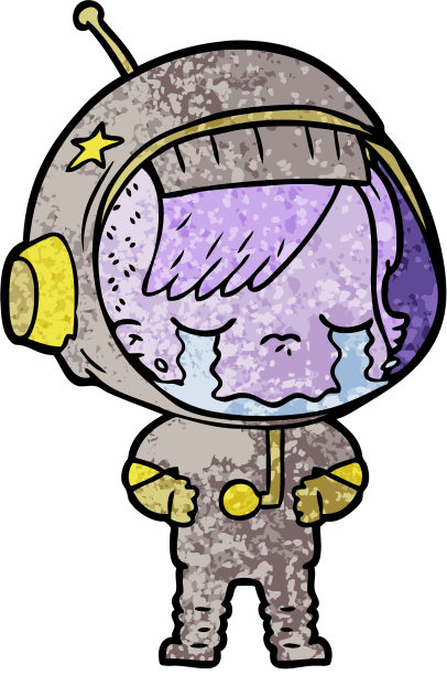 卡通哭泣的宇航员女孩图片下载