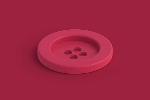 红色背景上洋红色的纺织按钮。2023年的流行色。三维渲染图片下载