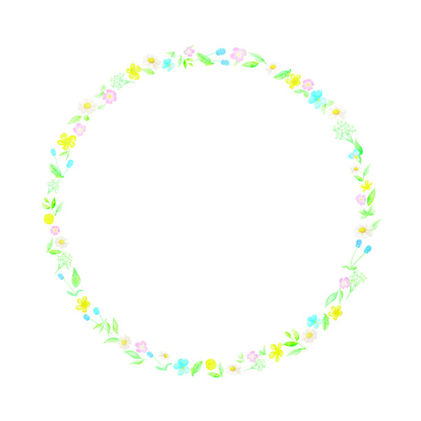 用五颜六色的野花做成的春天花环。图片下载