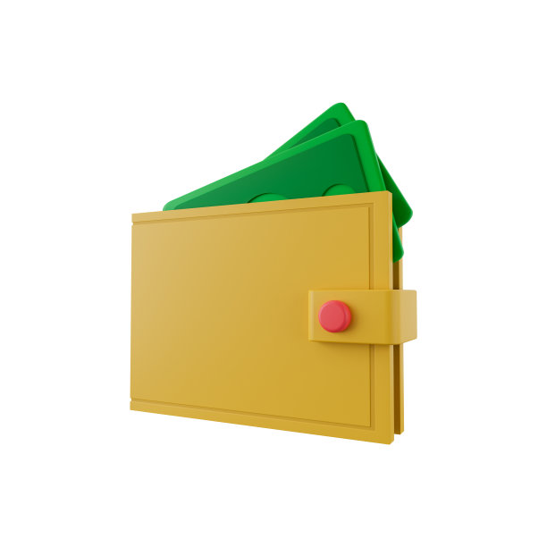 钱包与纸币现金三维插图孤立的白色背景。钱包3d插图。现金储蓄符号。图片下载