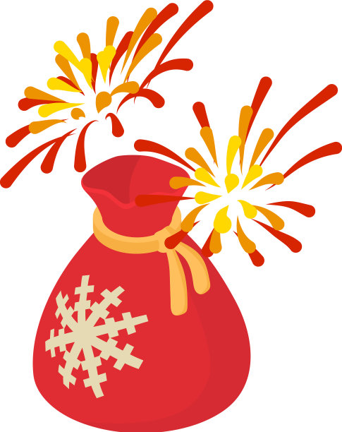 寒假图标等距大红色图片下载