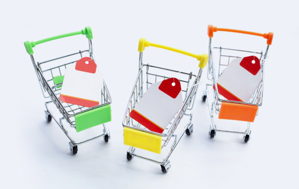 白色背景的购物车或购物车。图片下载