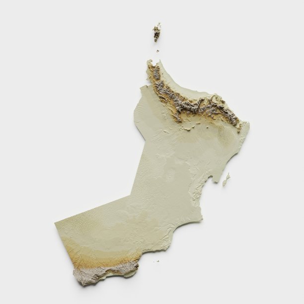 阿曼地形浮雕图- 3D渲染图片下载