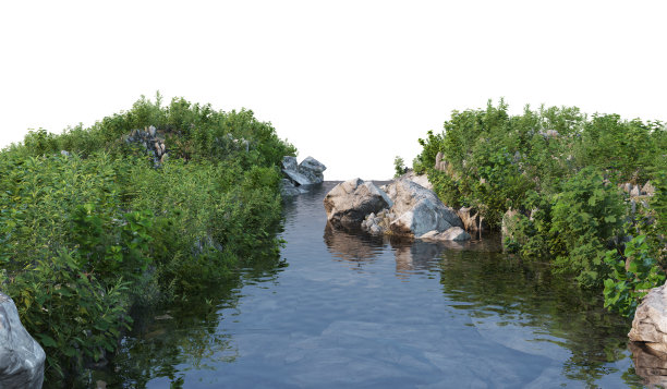 白色背景上的3D渲染流图片下载