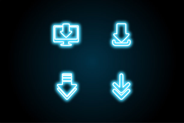 霓虹灯发光上传下载图标符号集图片下载