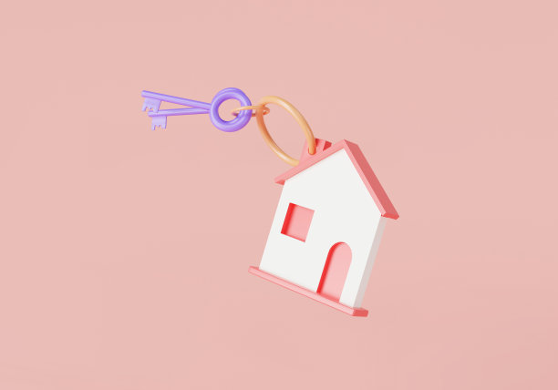 商业贷款为房地产概念。3d图标渲染插图的家与关键。新房，按揭，投资，住宅金融经济，住宅物业投资，搬家，租赁物业图片下载