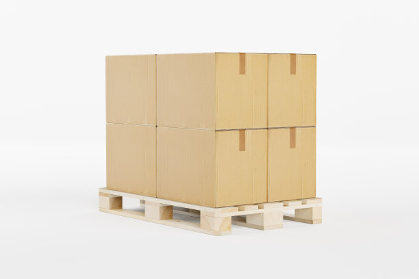 托盘与纸箱堆叠3d渲染图片下载