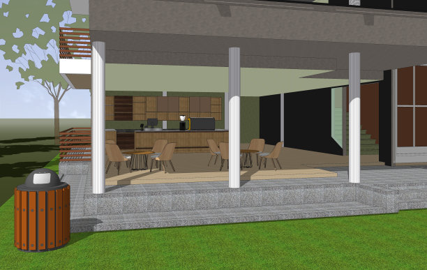 咖啡店的3D插图图片下载