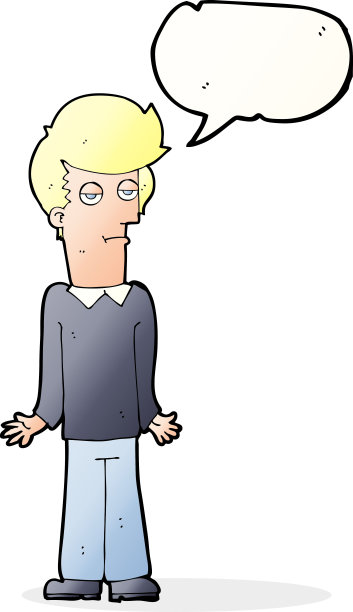 卡通无聊男子耸肩与对话气泡图片下载
