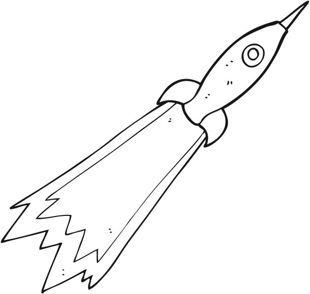 手绘黑白卡通火箭图片下载